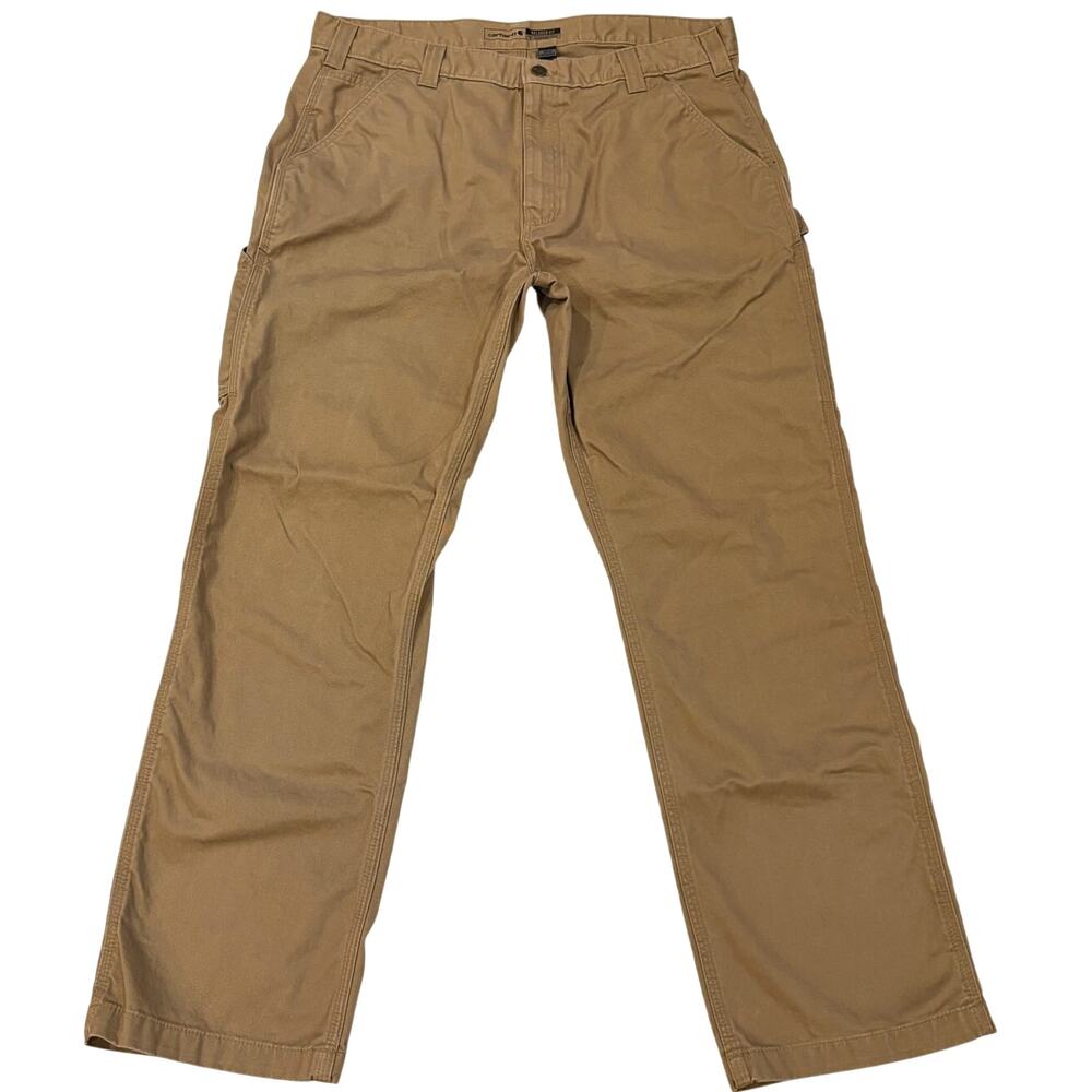Carhartt Work Pants Mens Sz 38x32 Tan Carpenter Relaxed Straight Twill Dungaree
